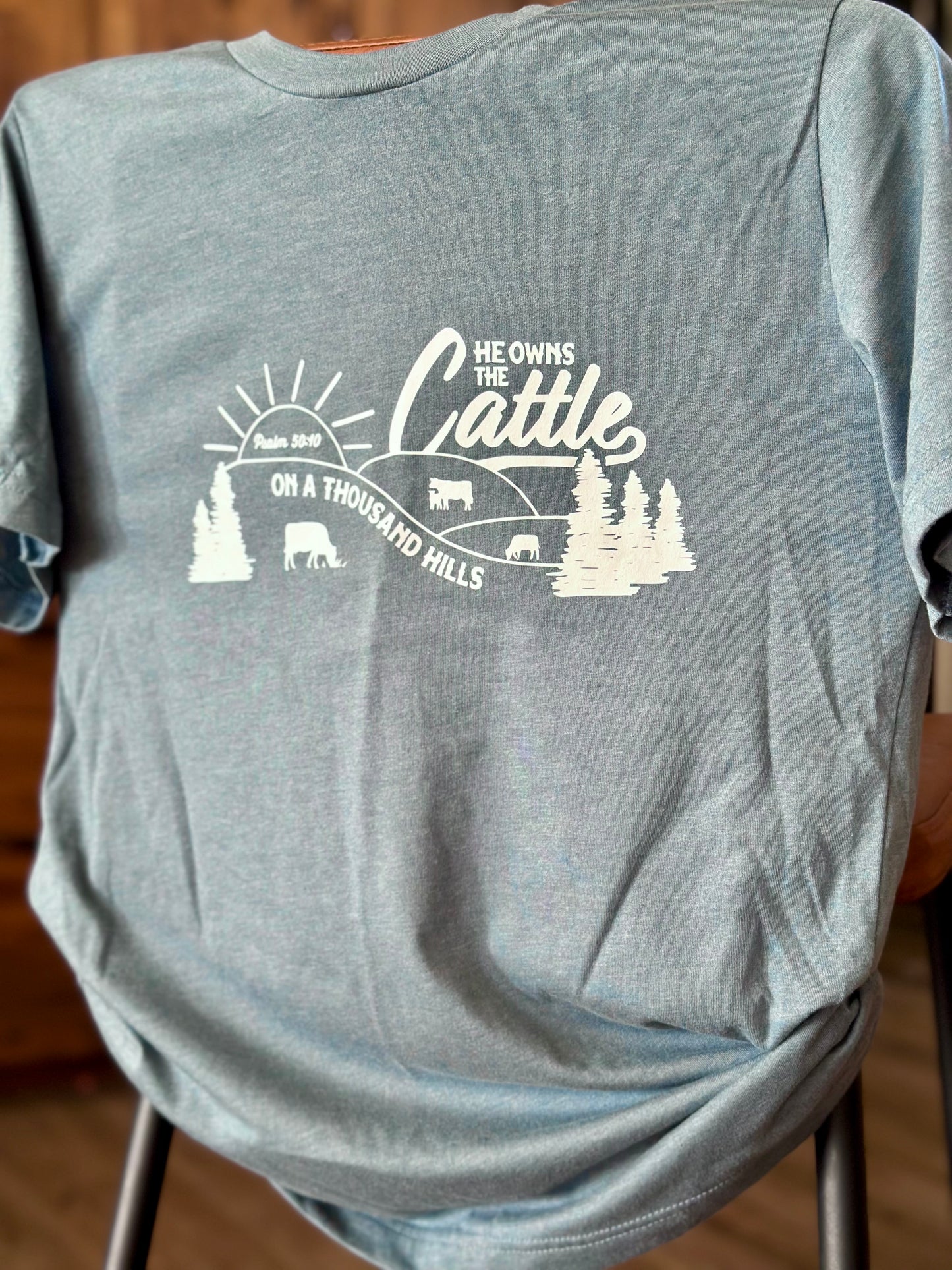 Owns the Cattle Heather Blue Tshirt