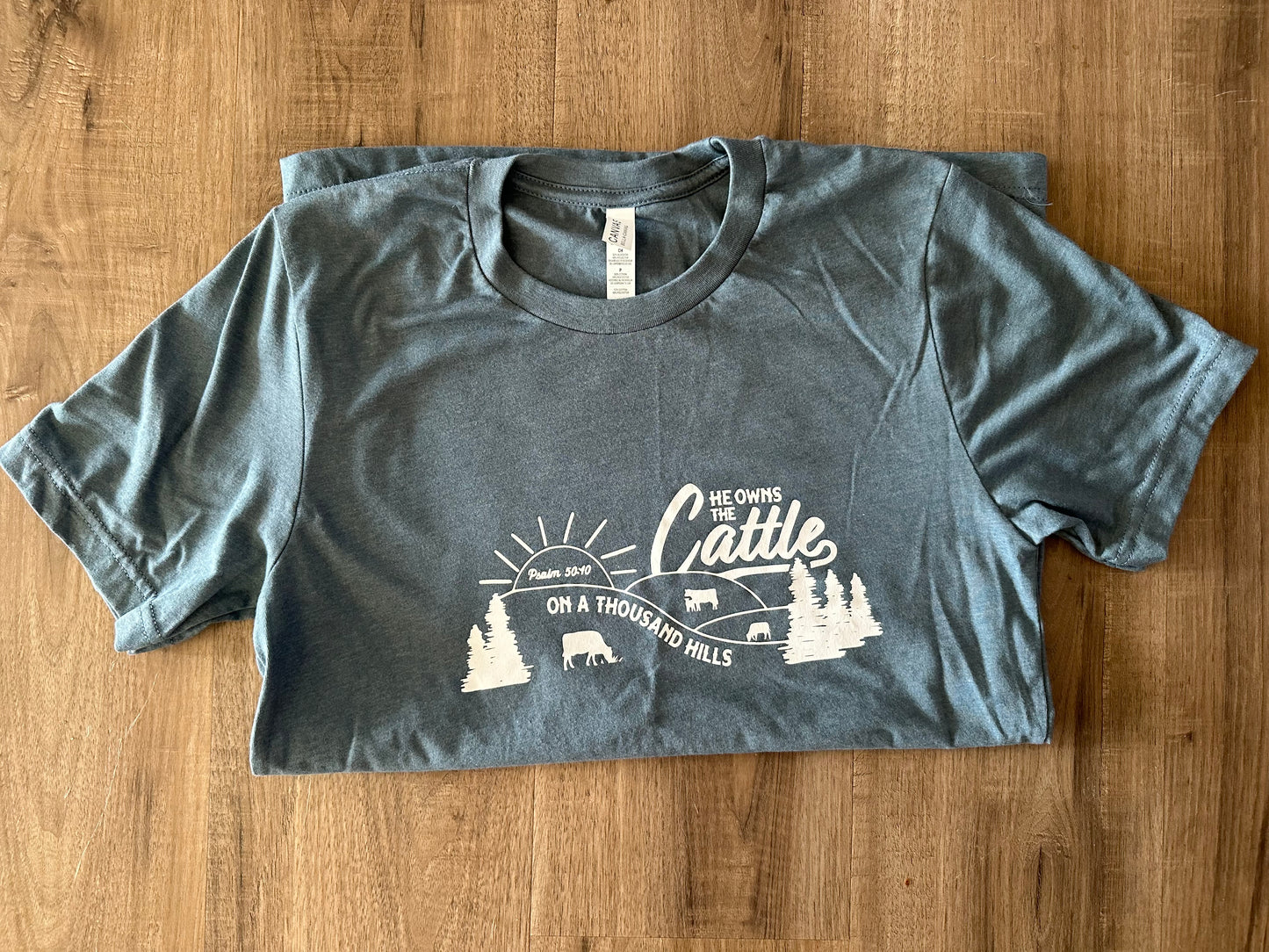 Owns the Cattle Heather Blue Tshirt